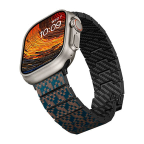 Apple Watch Serisi Uyumlu Aramid Fiber ve Karbon Fiber Pitaka Dreamland ChromaCarbon Serisi Stairs Universal Kordon