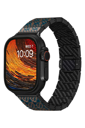 Apple Watch Serisi Uyumlu Aramid Fiber ve Karbon Fiber Pitaka Dreamland ChromaCarbon Serisi Stairs Universal Kordon