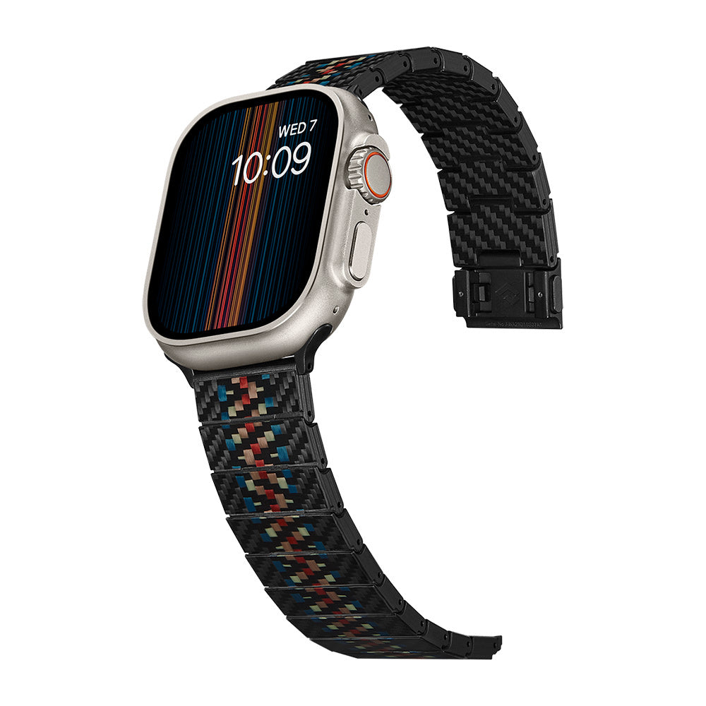 Apple Watch Serisi Uyumlu Aramid Fiber ve Karbon Fiber Pitaka Modern Serisi Rhapsody Universal Kordon