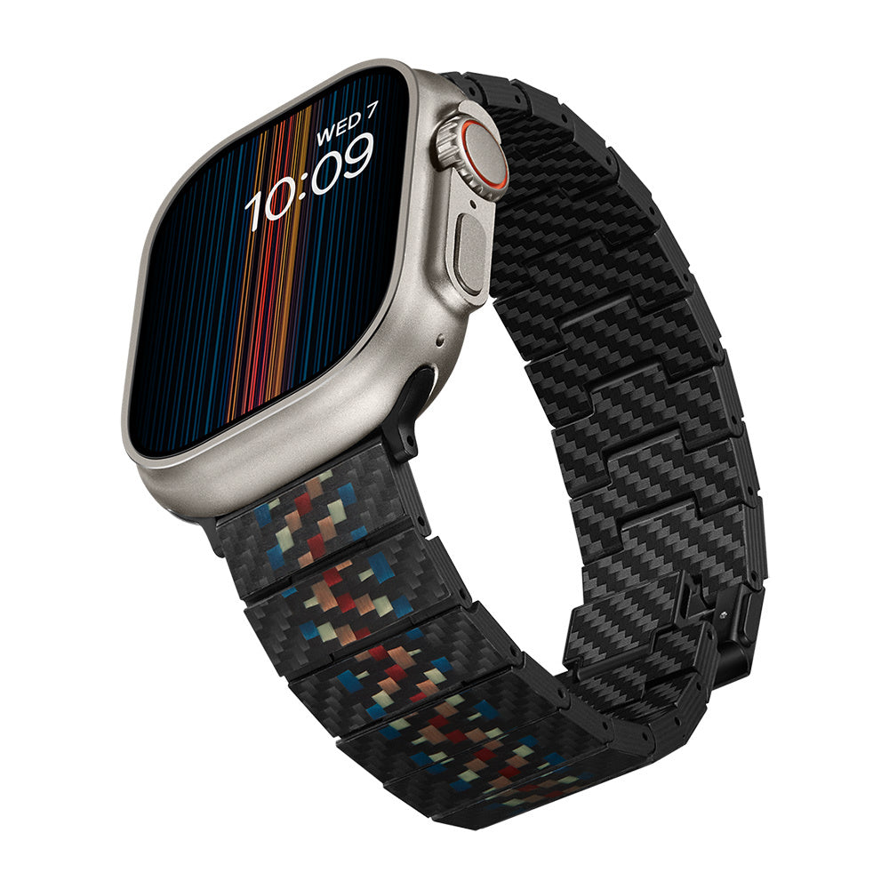 Apple Watch Serisi Uyumlu Aramid Fiber ve Karbon Fiber Pitaka Modern Serisi Rhapsody Universal Kordon