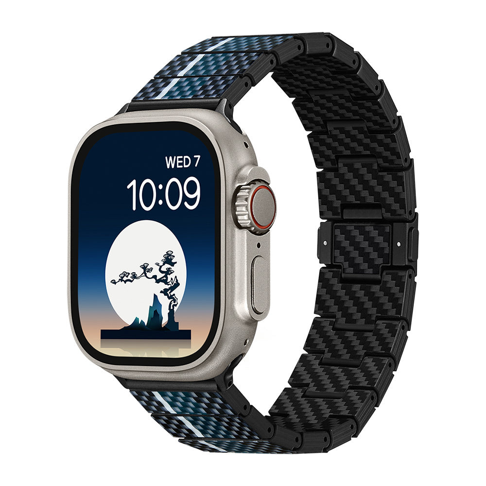 Apple Watch Serisi Uyumlu Aramid Fiber ve Karbon Fiber Pitaka Poetry of Things ChromaCarbon Serisi Moon Universal Kordon