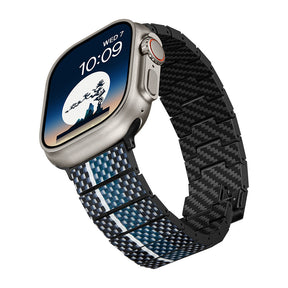 Apple Watch Serisi Uyumlu Aramid Fiber ve Karbon Fiber Pitaka Poetry of Things ChromaCarbon Serisi Moon Universal Kordon