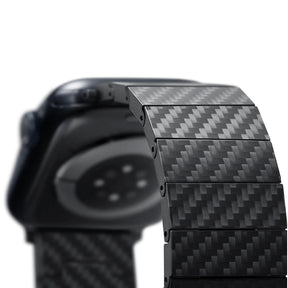 Apple Watch Serisi Uyumlu Karbon Fiber Pitaka Modern Serisi Black-Grey Twill Universal Kordon