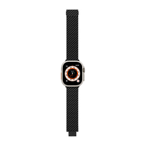 Apple Watch Serisi Uyumlu Karbon Fiber Pitaka Modern Serisi Black-Grey Twill Universal Kordon