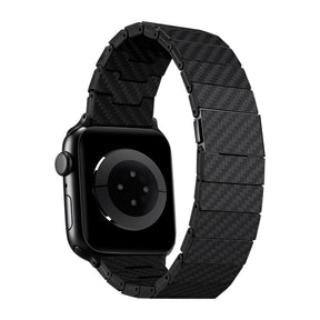 Apple Watch Serisi Uyumlu Karbon Fiber Pitaka Modern Serisi Black-Grey Twill Universal Kordon