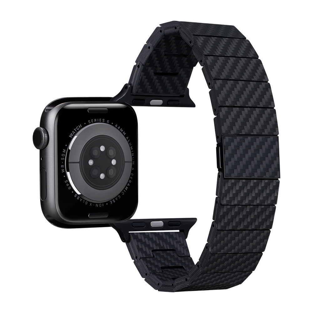 Apple Watch Serisi Uyumlu Karbon Fiber Pitaka Modern Serisi Black-Grey Twill Universal Kordon