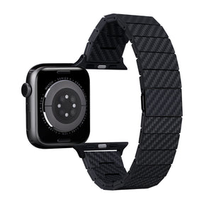 Apple Watch Serisi Uyumlu Karbon Fiber Pitaka Modern Serisi Black-Grey Twill Universal Kordon