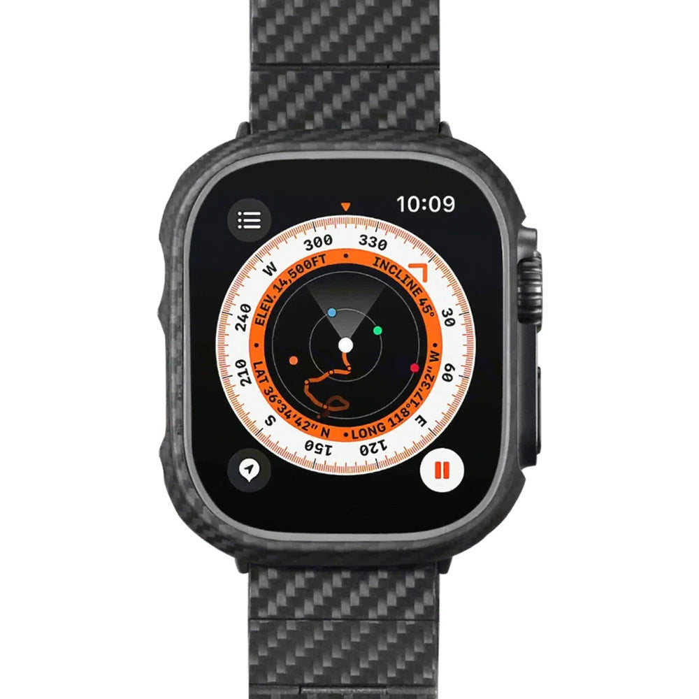 Apple Watch Ultra 49mm 600D Aramid Fiber Classic Serisi Kasa Koruyucu Pitaka Air Case Siyah-Gri