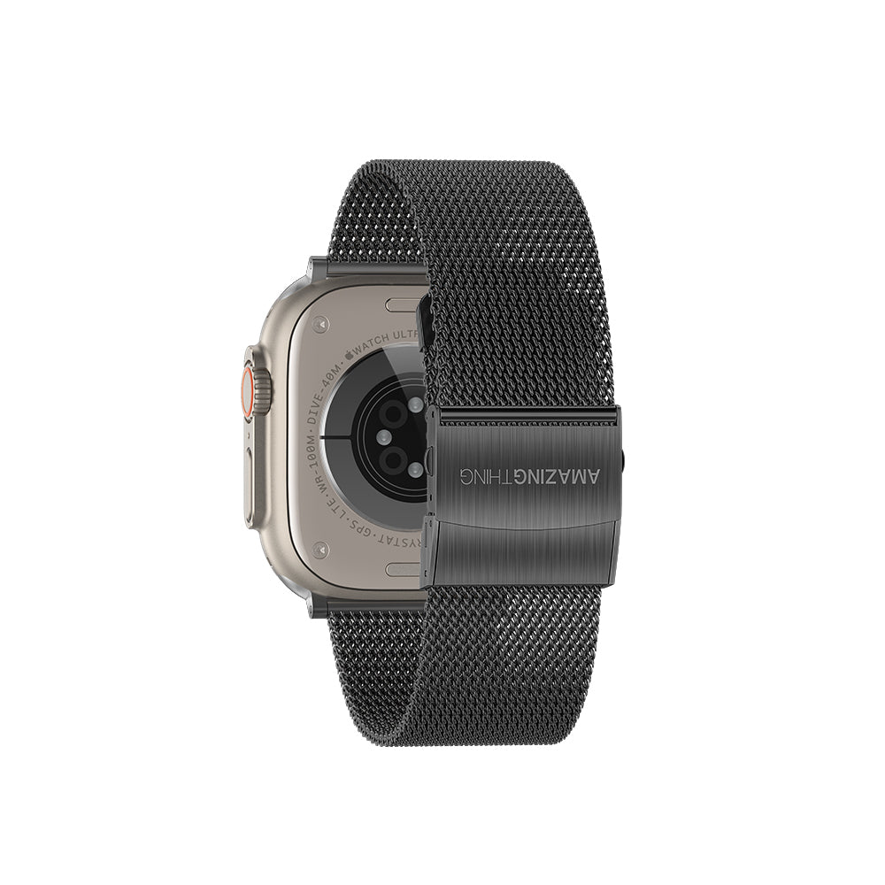 Apple Watch Ultra 49mm Amazing Thing Titan Metal Hasır Kordon Gümüş