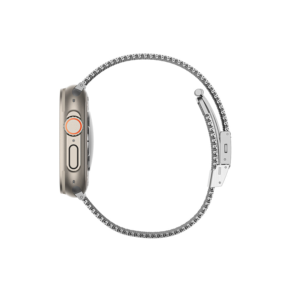 Apple Watch Ultra 49mm Amazing Thing Titan Metal Hasır Kordon Gümüş
