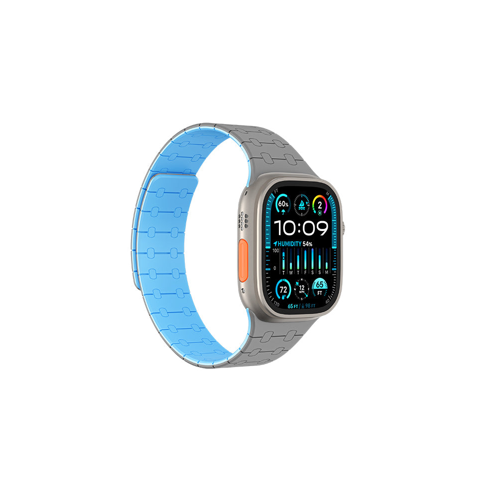 Apple Watch Ultra 49mm Amazingthing Smoothie Sport Magnetik Tak Çıkar Silikon Strap Kayış Siyah-Mor