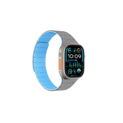 Apple Watch Ultra 49mm Amazingthing Smoothie Sport Magnetik Tak Çıkar Silikon Strap Kayış Siyah-Mor