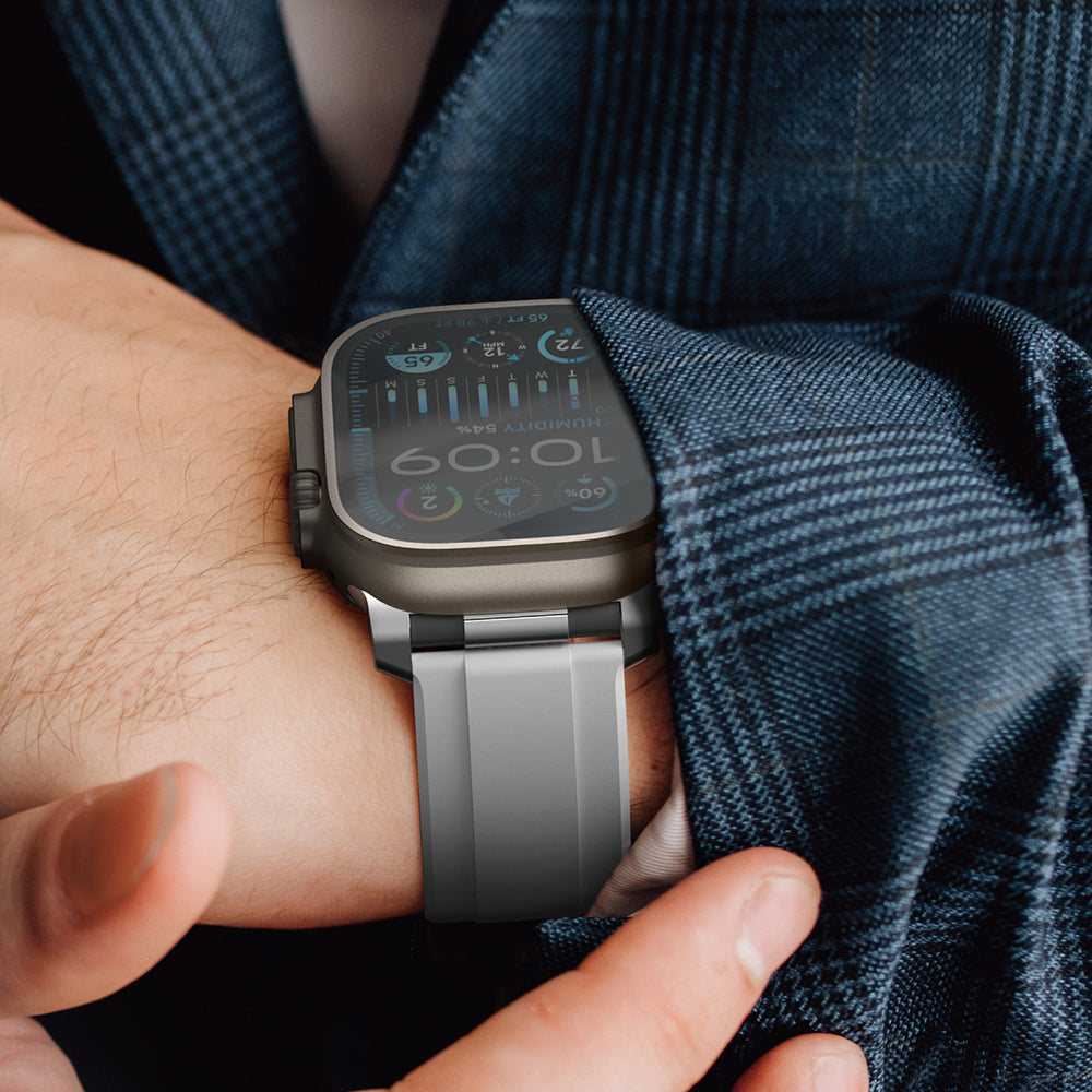 Apple Watch Ultra 49mm Amazingthing Titan Chrono Silikon Kordon Beyaz