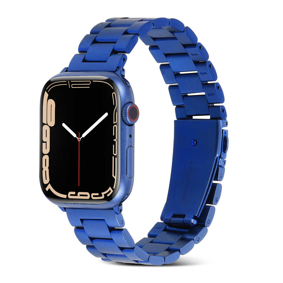 Apple Watch 44mm Kordon KRD-04 Metal Strap Kayış Metal katlamalı Bükülmelere ve kırılmalara dayanıklı