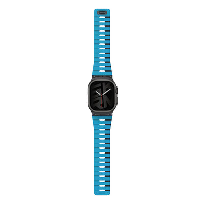 Apple Watch Ultra 49mm Skinarma Gemini Serisi TPU Magnetik Silikon Kordon Mavi-Siyah