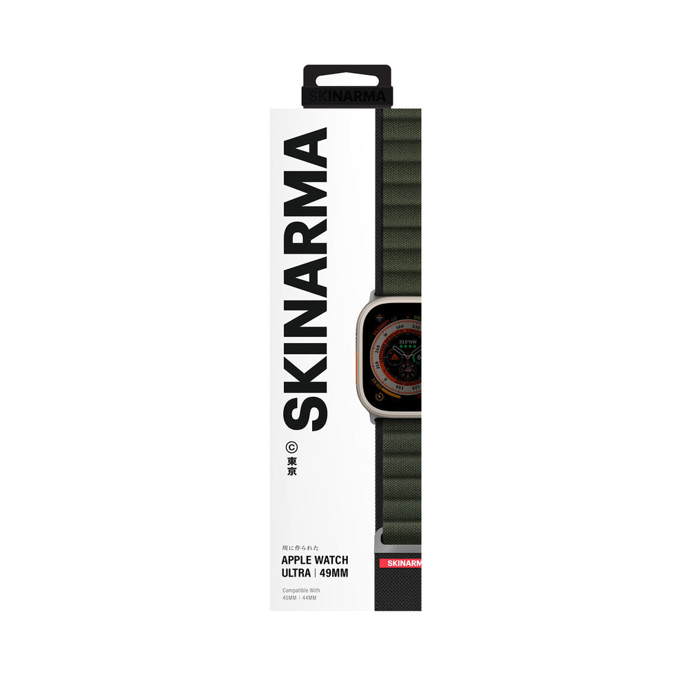 Apple Watch Ultra 49mm SkinArma Kobu Hasır Kordon Olive