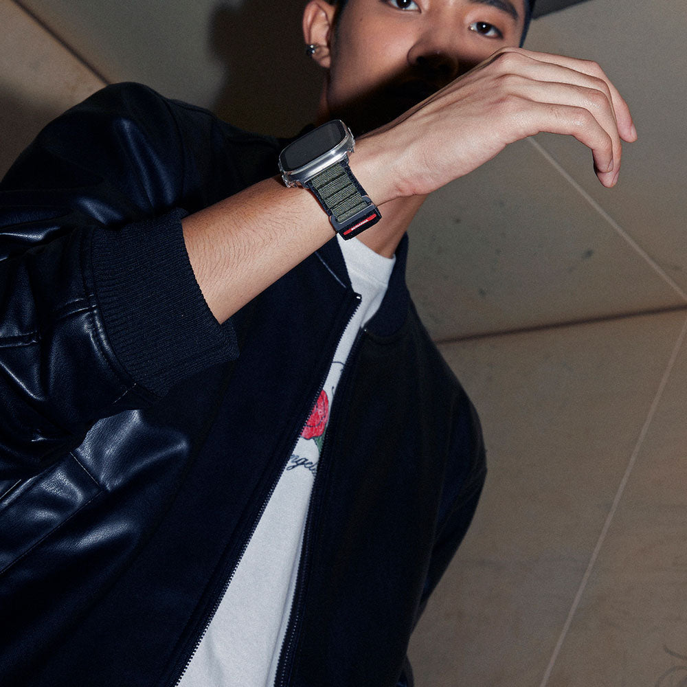 Apple Watch Ultra 49mm SkinArma Kobu Hasır Kordon Olive