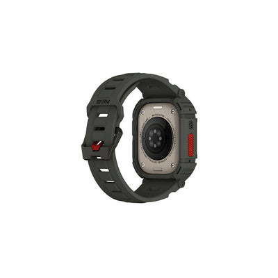 Apple Watch Ultra 49mm Skinarma Mecha 2in1 TPU Kasa Koruyucu + Silikon Kordon Siyah