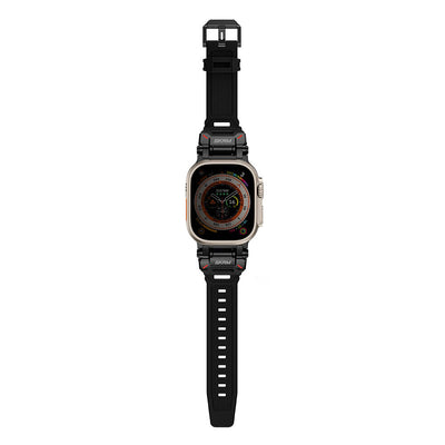 Apple Watch Ultra 49mm SkinArma Titon Serisi Hava Alabilen Delikli Silikon Kordon Siyah