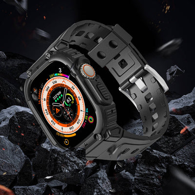 Apple Watch Ultra 49mm Wiwu Wi-WB014 Armor Serisi 2in1 Sert PC Kasa Koruyuculu Silikon Kordon Yeşil