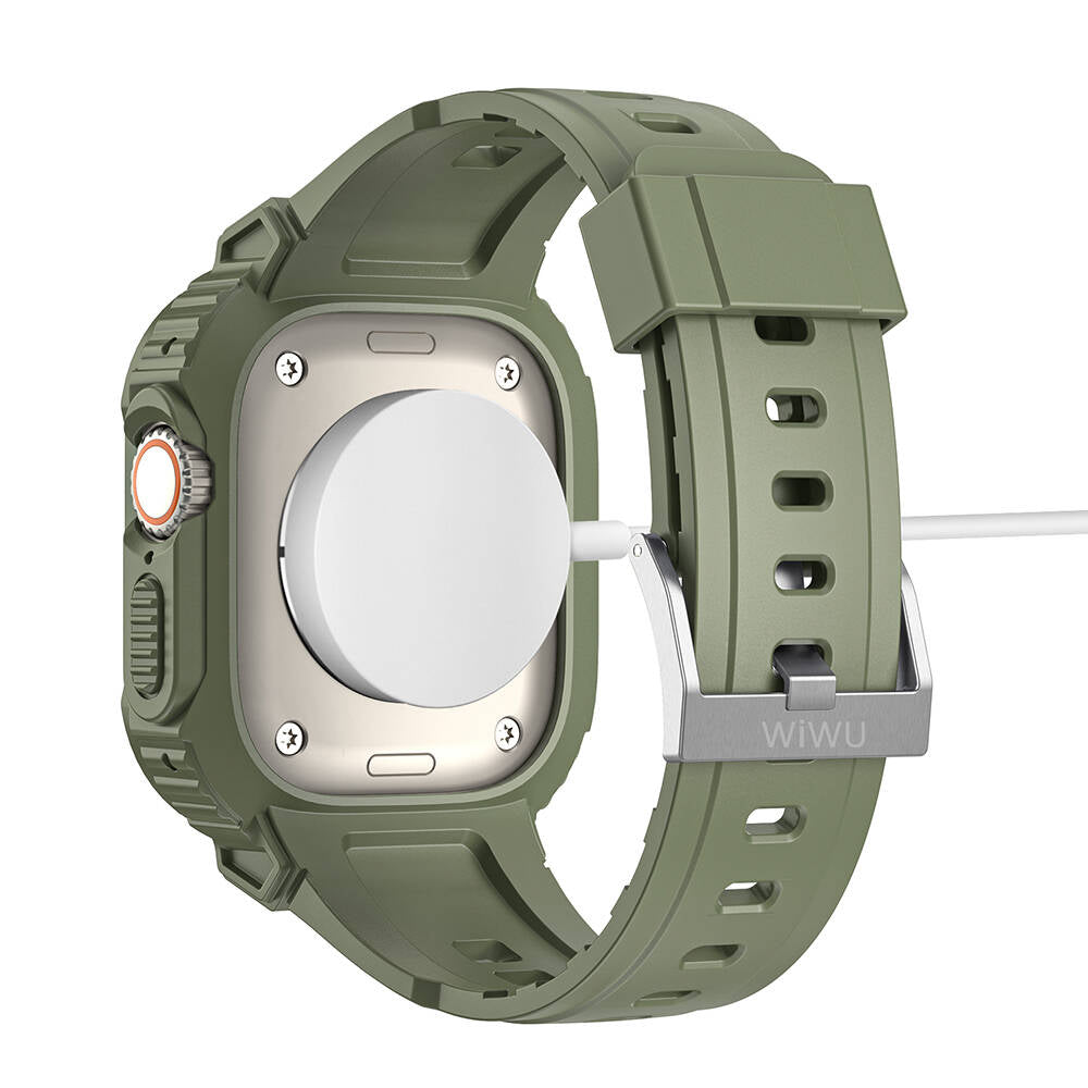 Apple Watch Ultra 49mm Wiwu Wi-WB014 Armor Serisi 2in1 Sert PC Kasa Koruyuculu Silikon Kordon Siyah
