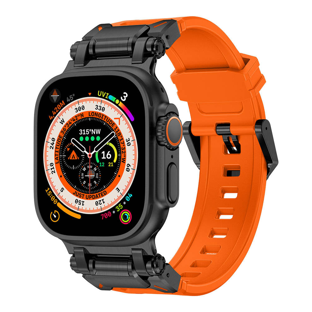 Watch Ultra 49mm Zore KRD-101 Titanyum Metal Başlıklı Silikon Kordon