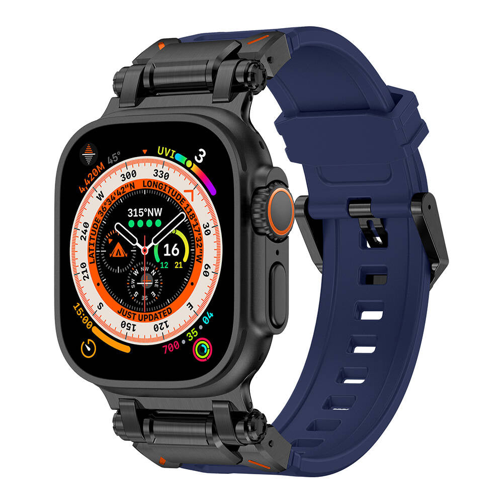 Watch Ultra 49mm Zore KRD-101 Titanyum Metal Başlıklı Silikon Kordon