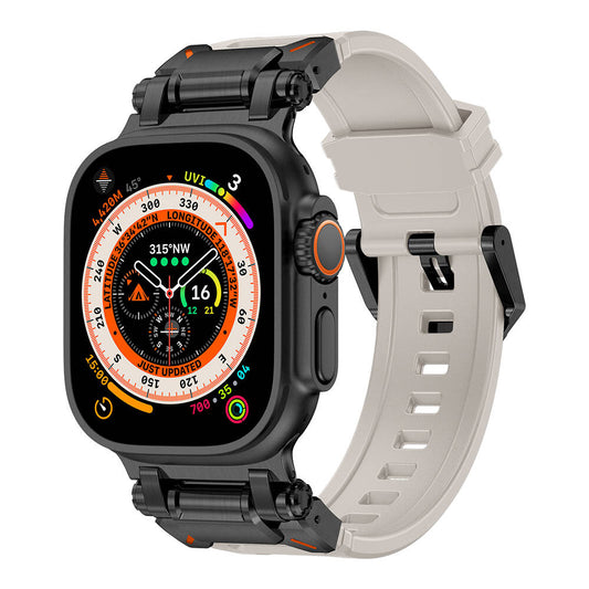 Watch Ultra 49mm Zore KRD-101 Titanyum Metal Başlıklı Silikon Kordon