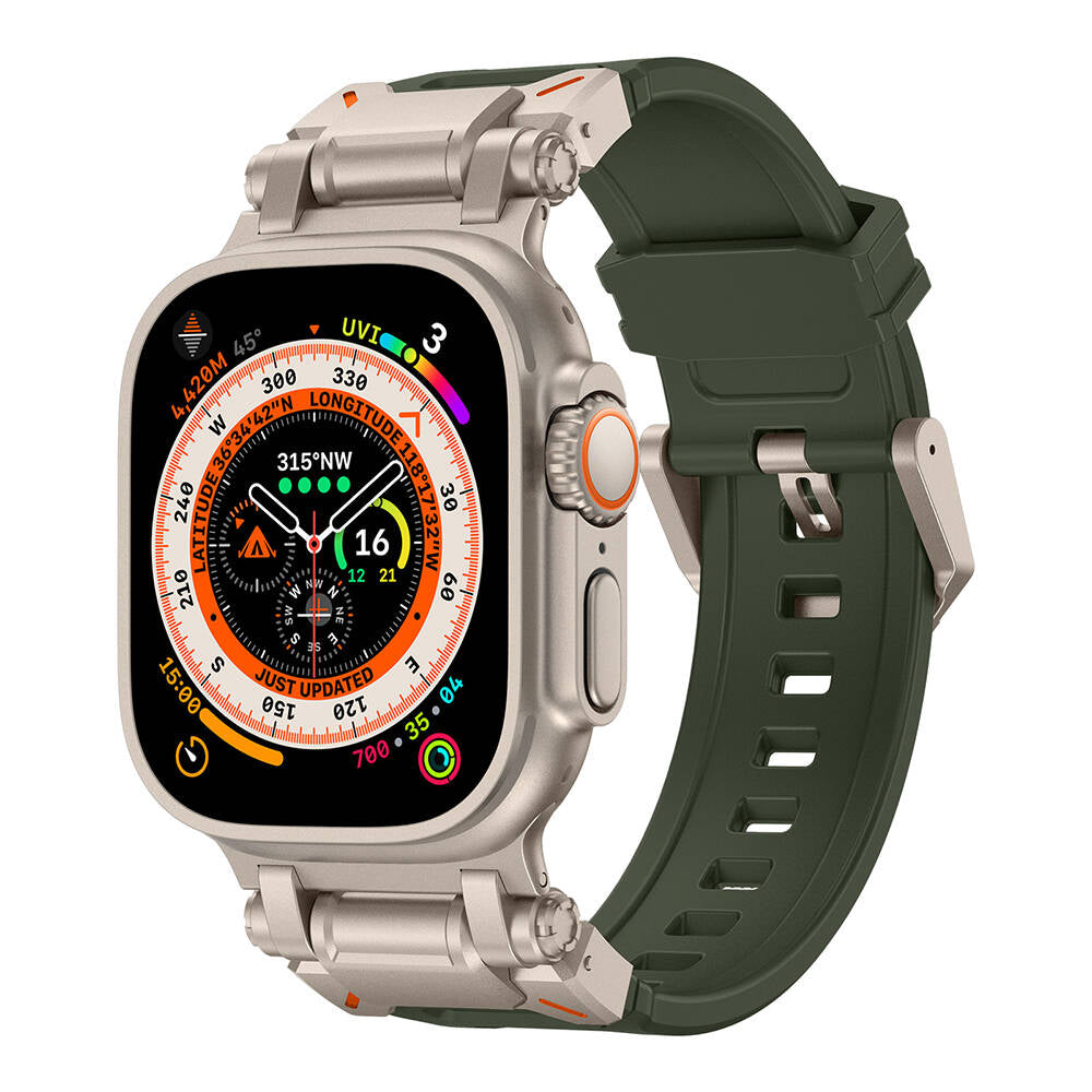 Watch Ultra 49mm Zore KRD-101 Titanyum Metal Başlıklı Silikon Kordon