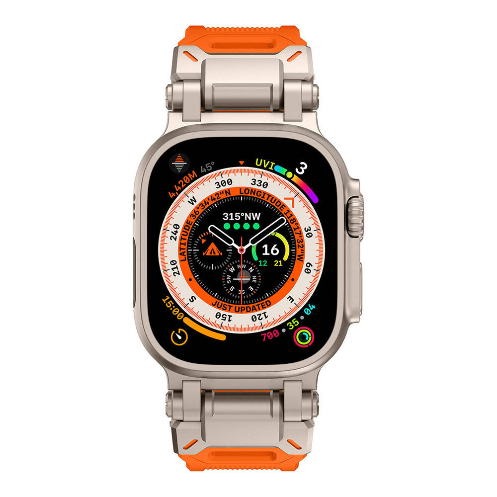 Watch Ultra 49mm Zore KRD-101 Titanyum Metal Başlıklı Silikon Kordon