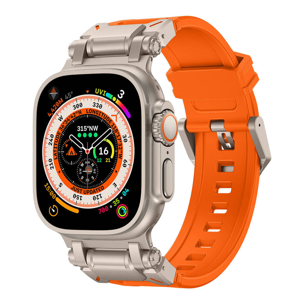 Watch Ultra 49mm Zore KRD-101 Titanyum Metal Başlıklı Silikon Kordon