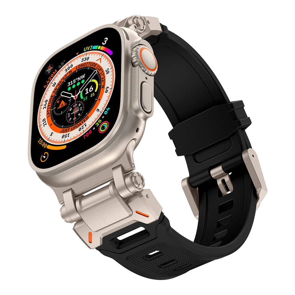 Watch Ultra 49mm Zore KRD-101 Titanyum Metal Başlıklı Silikon Kordon