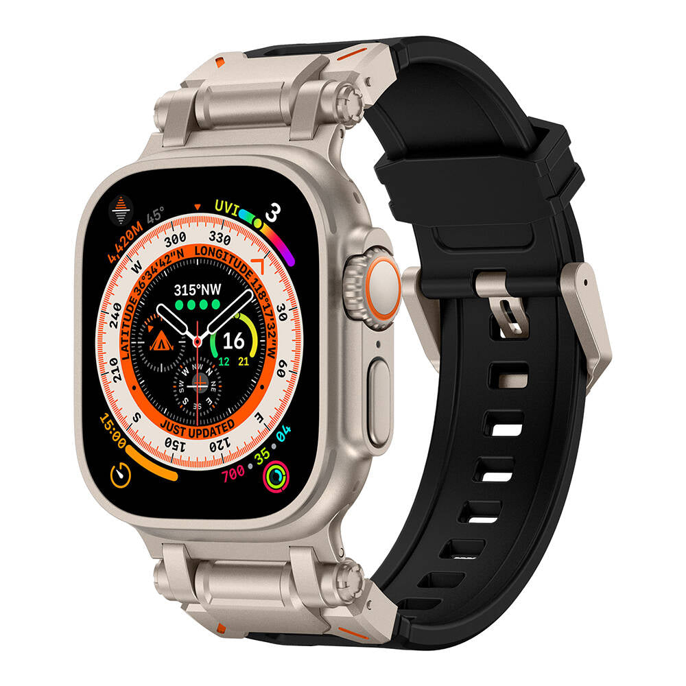 Watch Ultra 49mm Zore KRD-101 Titanyum Metal Başlıklı Silikon Kordon