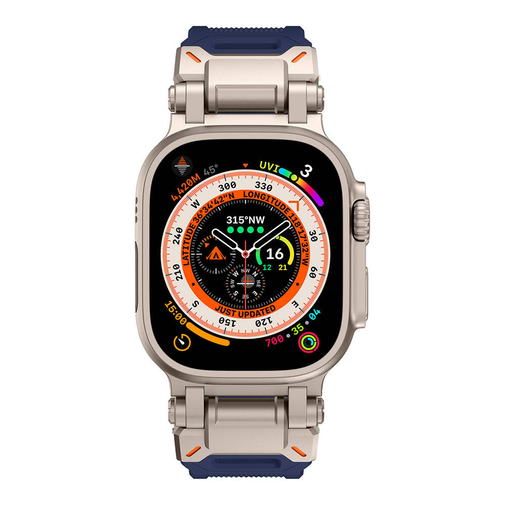 Watch Ultra 49mm Zore KRD-101 Titanyum Metal Başlıklı Silikon Kordon