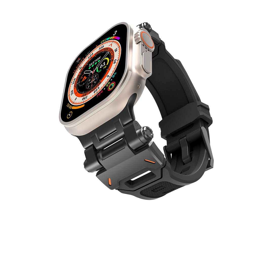Watch Ultra 49mm Zore KRD-108 Metal Başlıklı Silikon Kordon