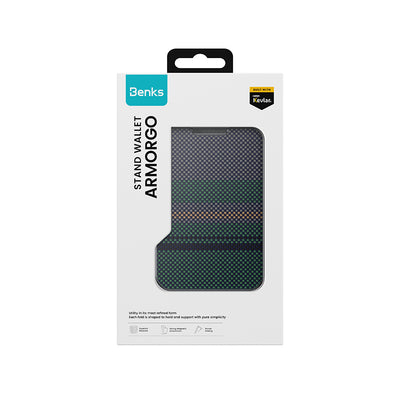 Benks ArmorGo 600D Aramid Fiber Magnetik Standlı Kartlık Gri