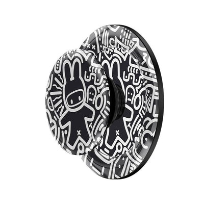 Benks Black and White Bunny Tasarımlı Magnetik Pop Soket Stand Siyah