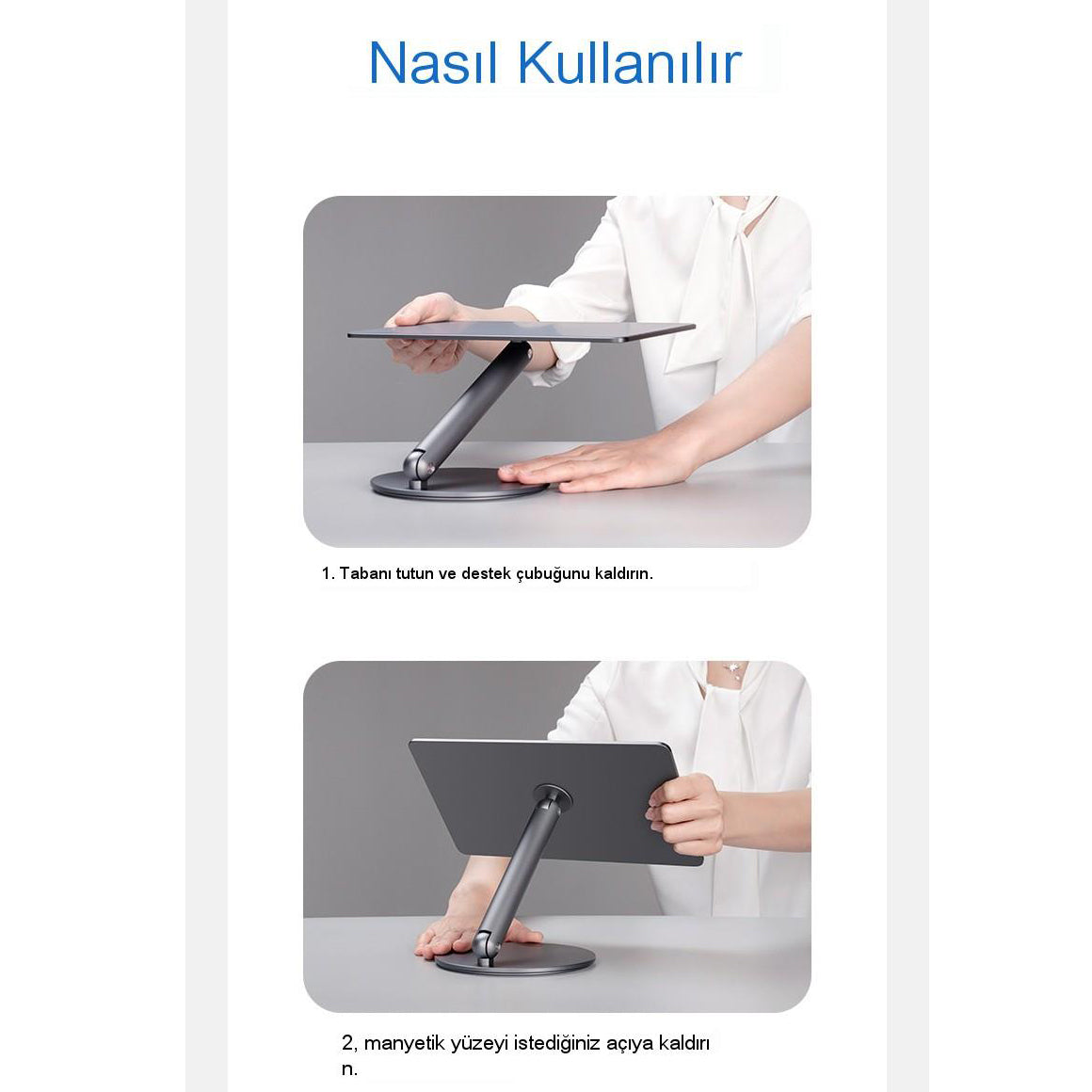 Benks L43 İnfinity Pro Pad 360 Dönebilen Mıknatıslı 11 İnç Tablet Standı Gri
