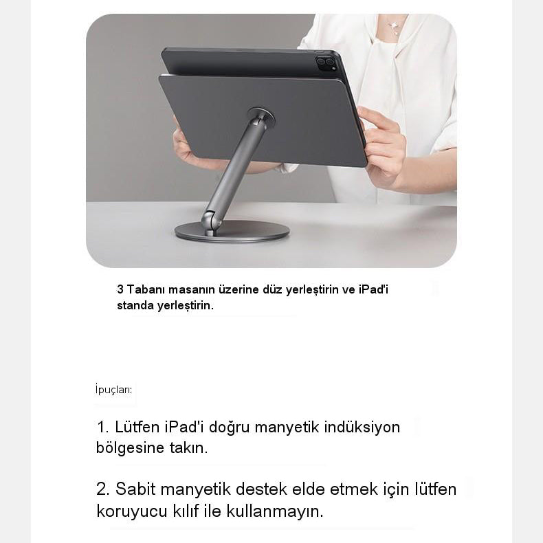 Benks L43 İnfinity Pro Pad 360 Dönebilen Mıknatıslı 11 İnç Tablet Standı Gri