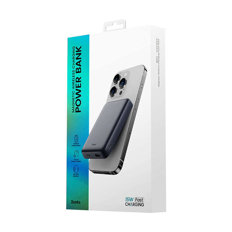 Benks MP07 Magsafe Magnetik İnce Tasarımlı Powerbank 10000mAh iPhone 12-13-14 Serisi Beyaz