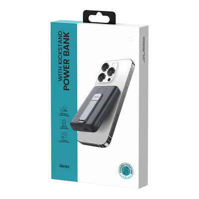 Benks MP08 Magsafe Magnetik Standlı İnce Tasarımlı Powerbank 10000mAh Siyah