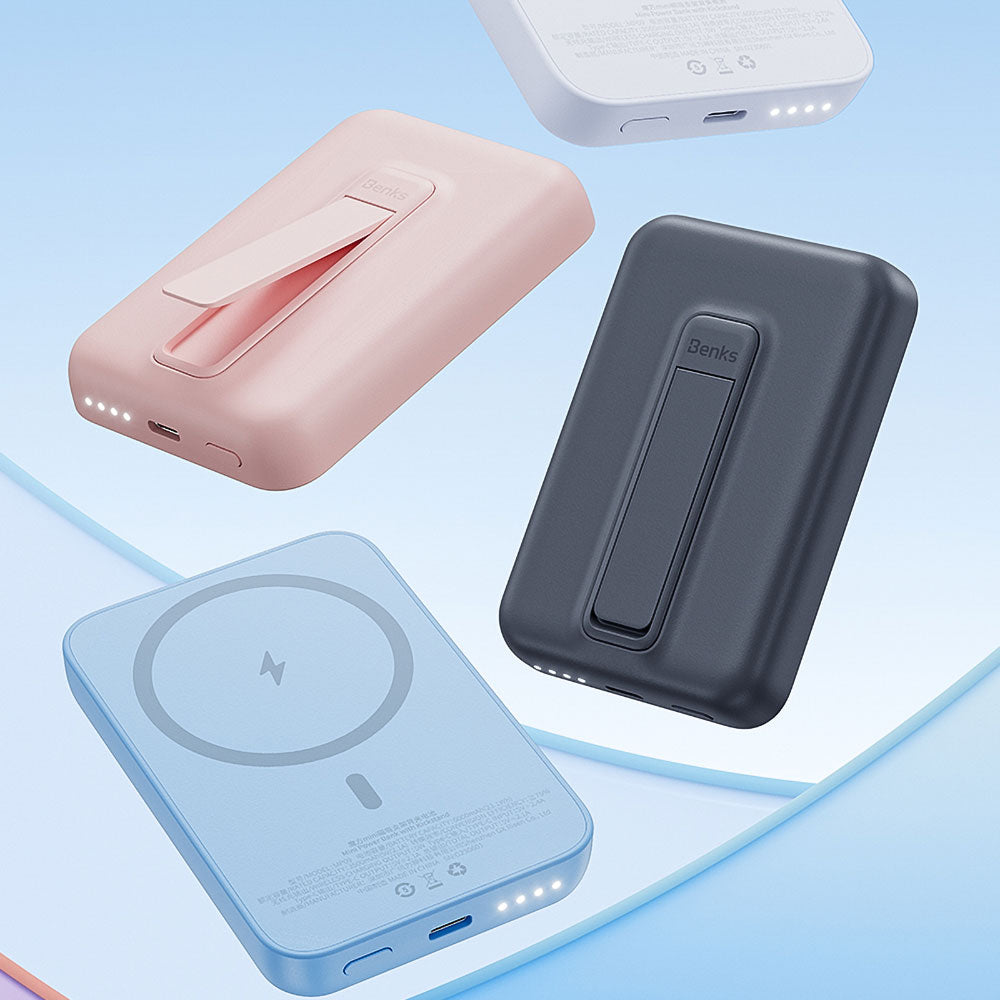 Benks MP09 Magsafe Magnetik Standlı İnce Tasarımlı Powerbank 6000mAh Mavi