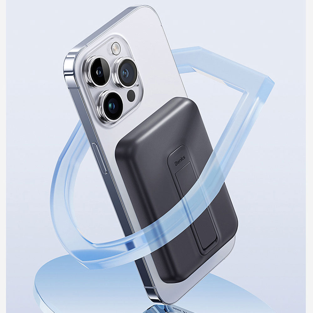 Benks MP09 Magsafe Magnetik Standlı İnce Tasarımlı Powerbank 6000mAh Mavi