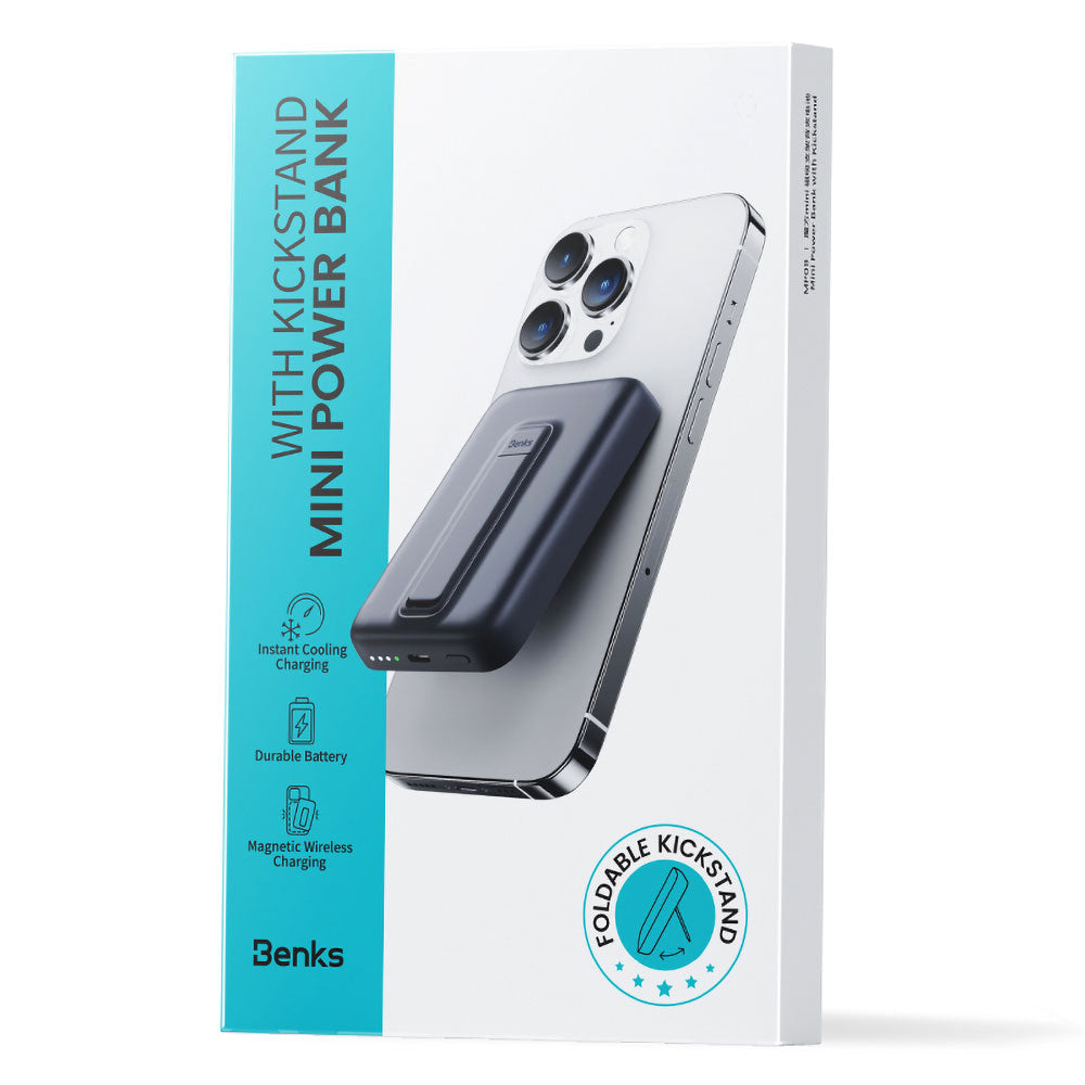 Benks MP09 Magsafe Magnetik Standlı İnce Tasarımlı Powerbank 6000mAh Mavi