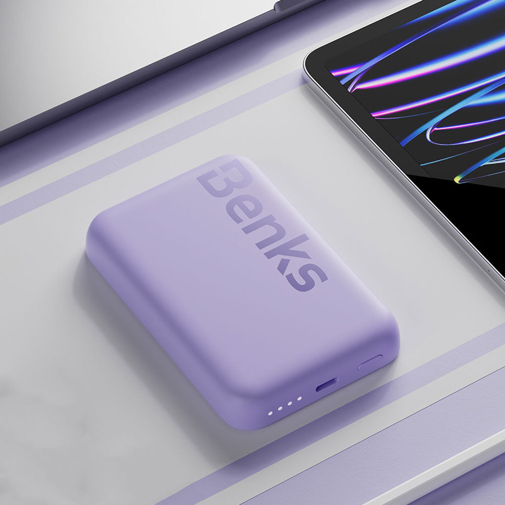 Benks MP10 Magsafe Magnetik İnce Tasarımlı Powerbank 6000mAh Mor