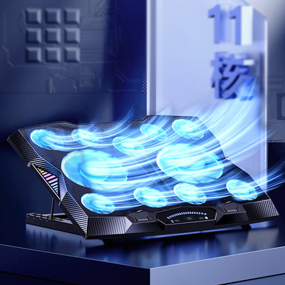 Benks SR08 11 Fanlı RGB Led Işıklı Soğutucu Laptop Standı Siyah