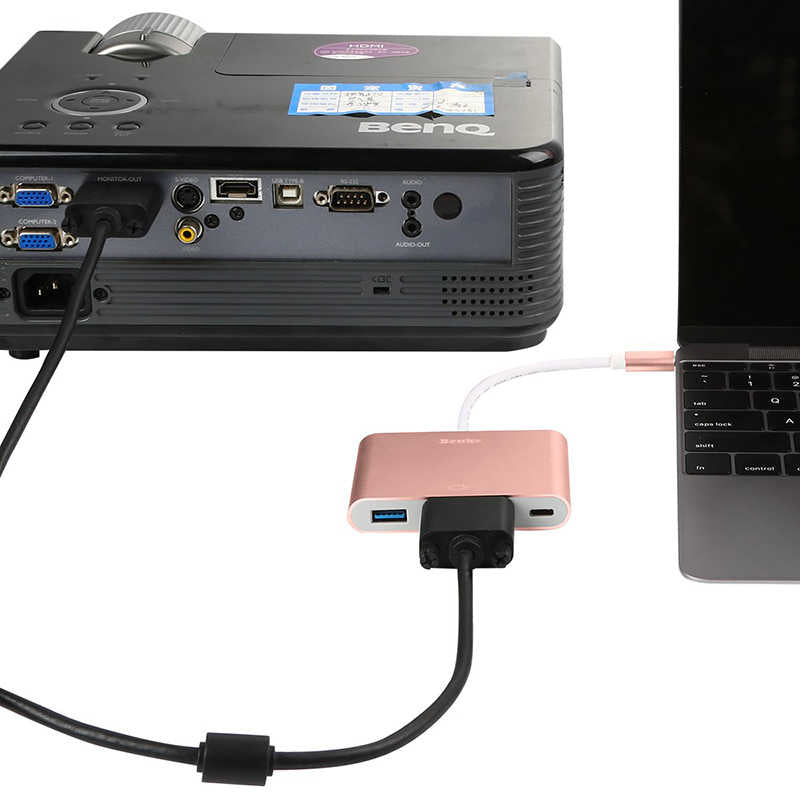 Benks U20 Type-C to 3 in 1 Adaptör (Usb 3.0+VGA+Type-C)