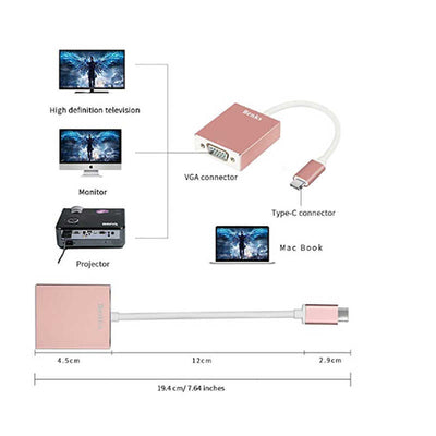 Benks Usb 3.1 Type-C to VGA Adaptör Rose Gold