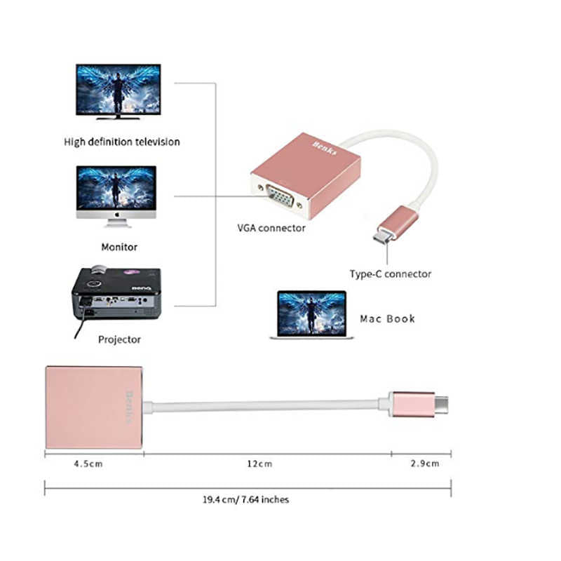 Benks Usb 3.1 Type-C to VGA Adaptör