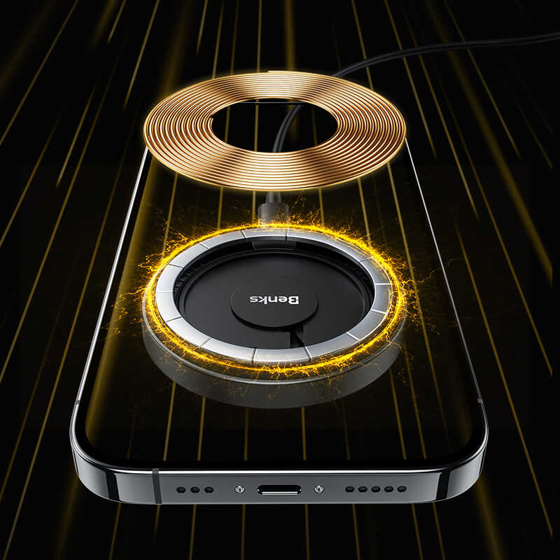 Benks W09 Şeffaf Görünümlü Magsafe Wireless Şarj Aleti Siyah
